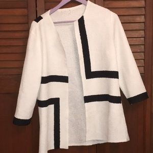 Black and white geometric shrug sweater